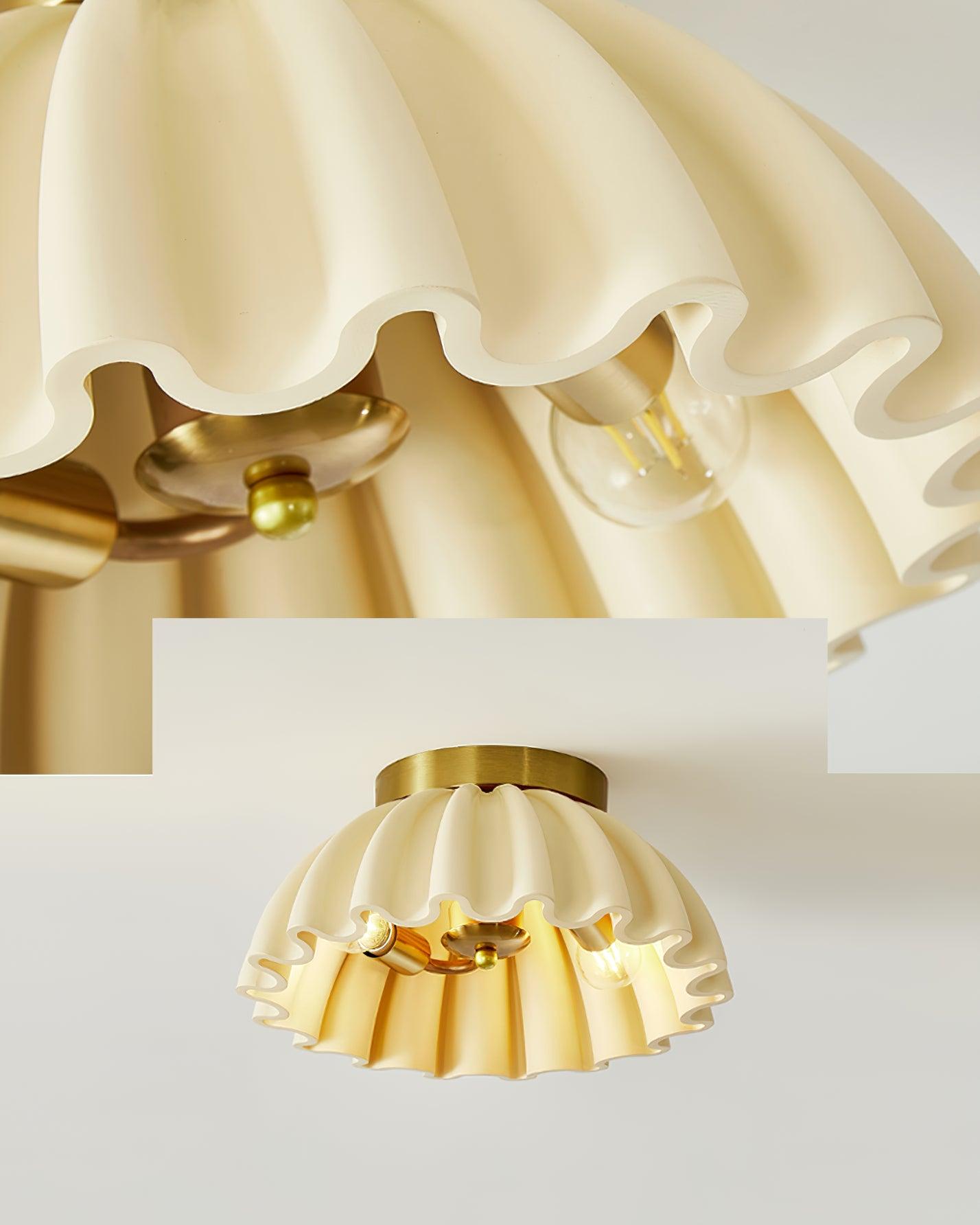 Ceiling Light HDPE Ruffle Canopy Metal Body Modern Minimalist