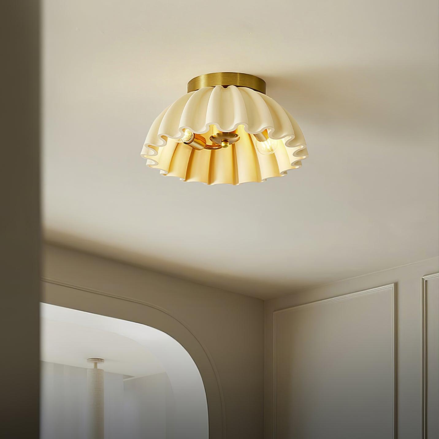 Ceiling Light HDPE Ruffle Canopy Metal Body Modern Minimalist