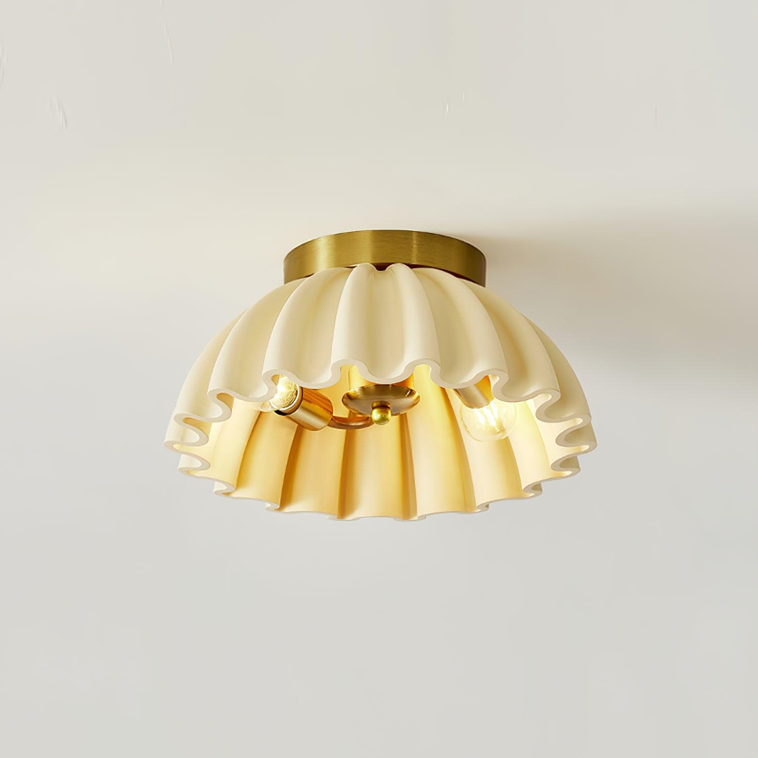 Ceiling Light HDPE Ruffle Canopy Metal Body Modern Minimalist