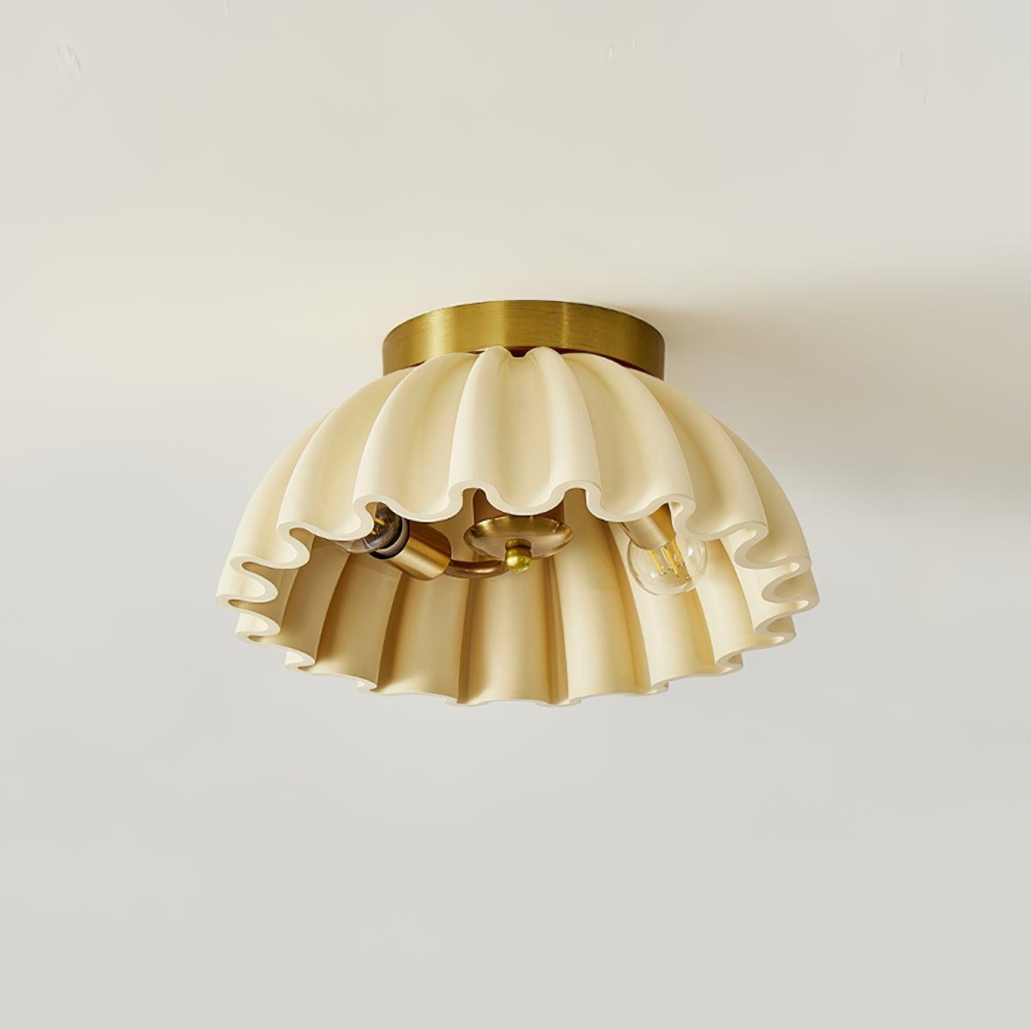 Ceiling Light HDPE Ruffle Canopy Metal Body Modern Minimalist