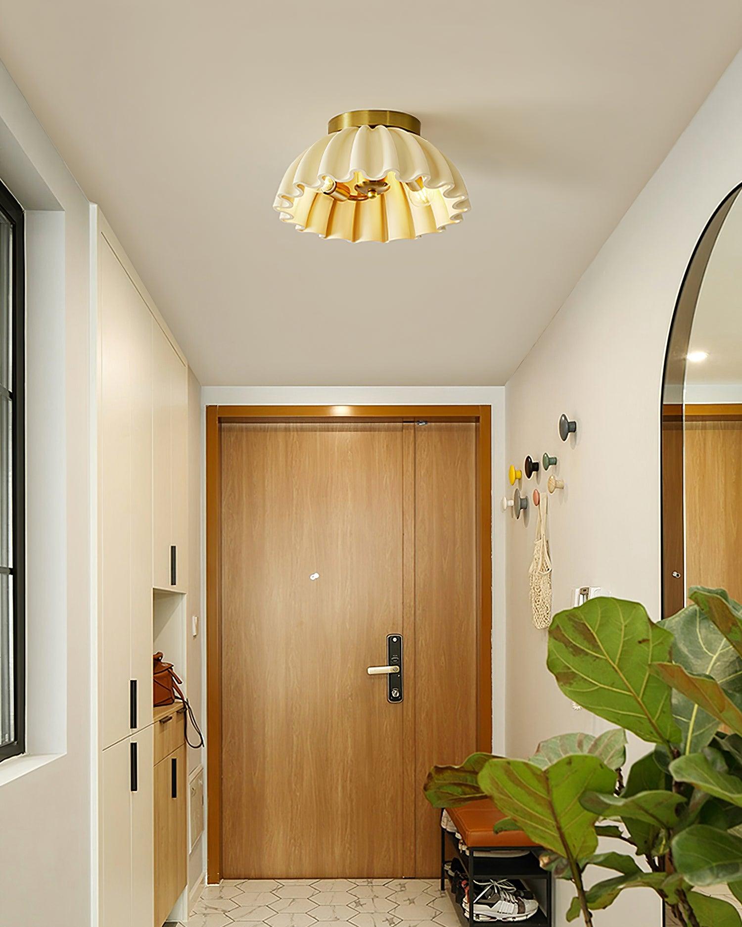 Ceiling Light HDPE Ruffle Canopy Metal Body Modern Minimalist