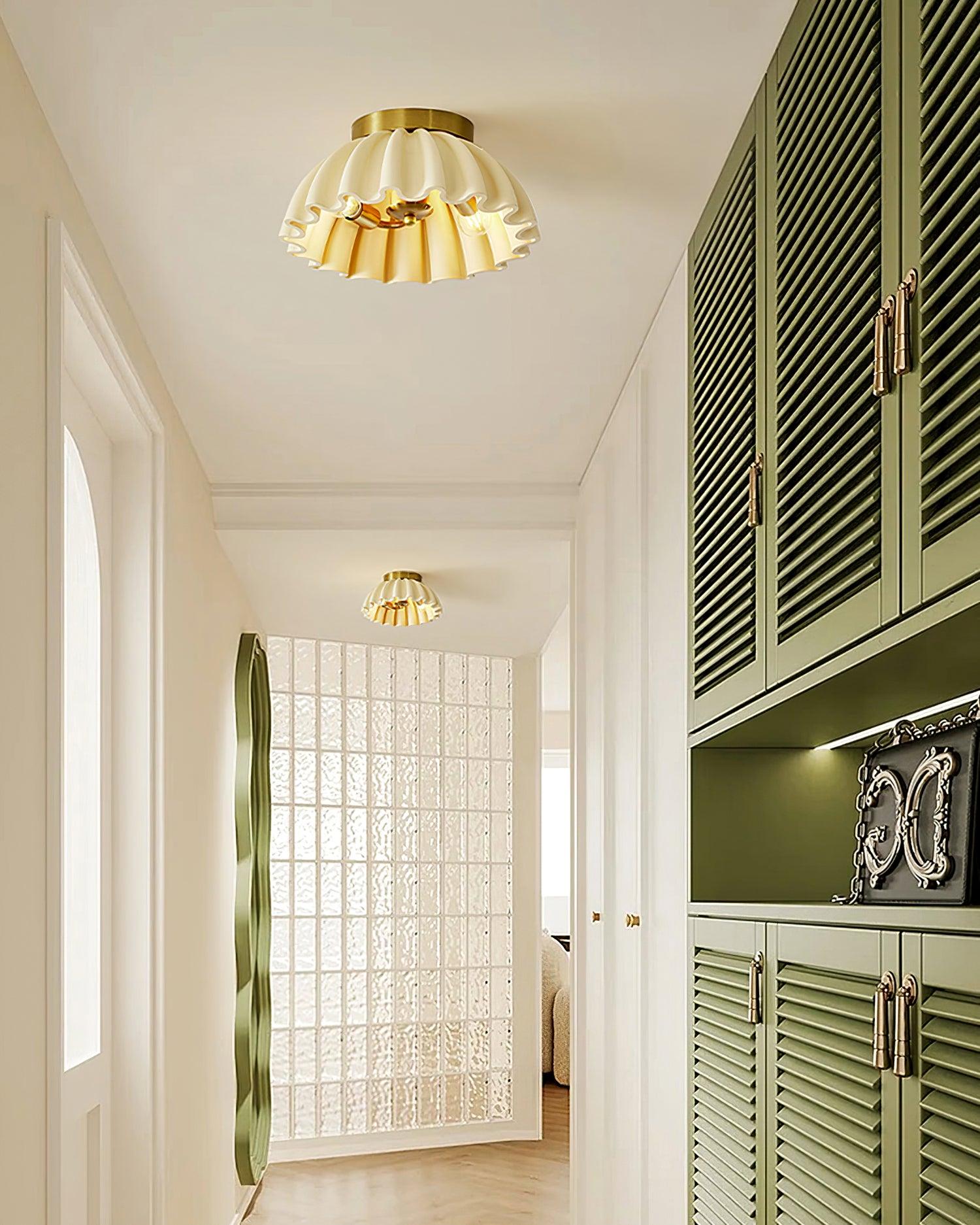 Ceiling Light HDPE Ruffle Canopy Metal Body Modern Minimalist