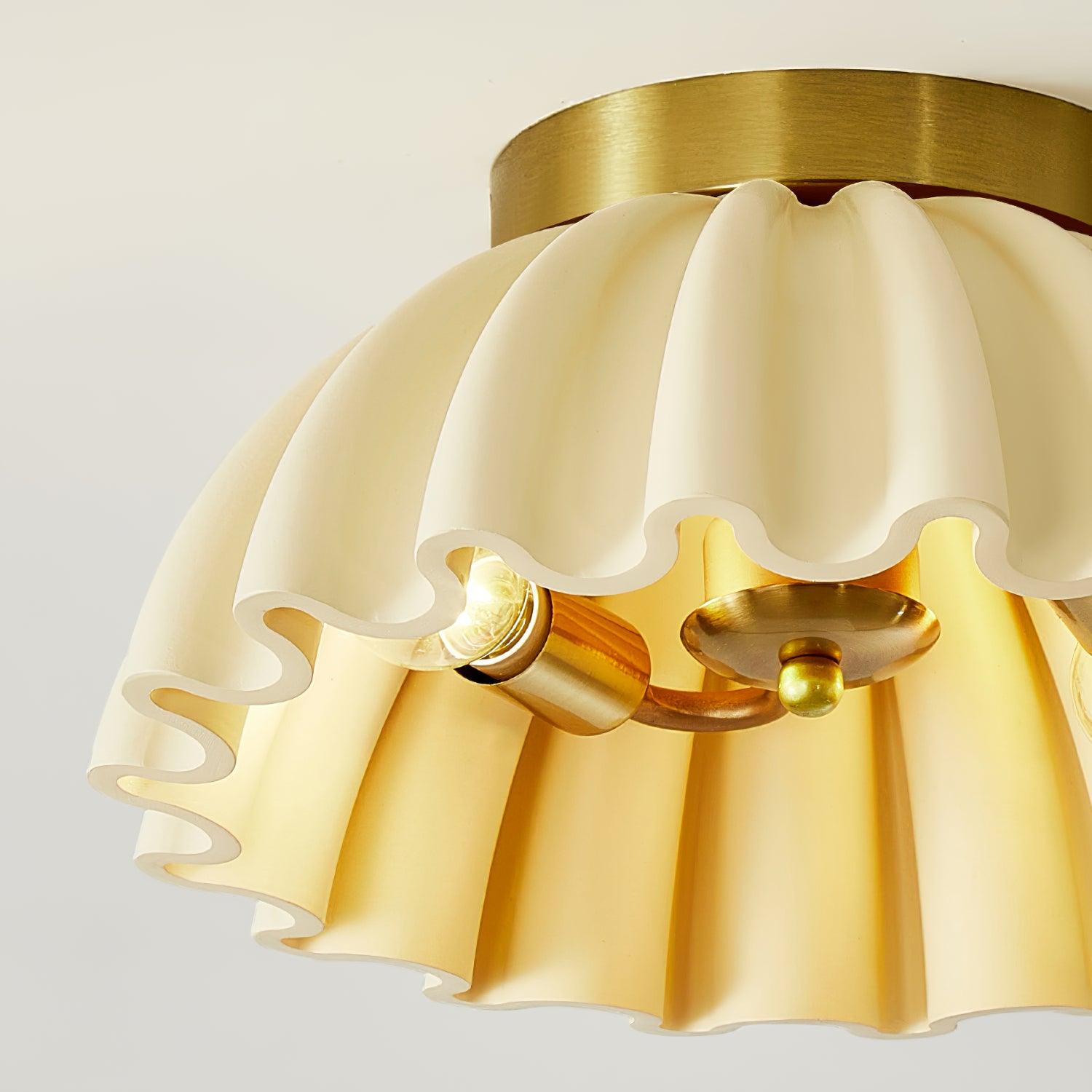 Ceiling Light HDPE Ruffle Canopy Metal Body Modern Minimalist