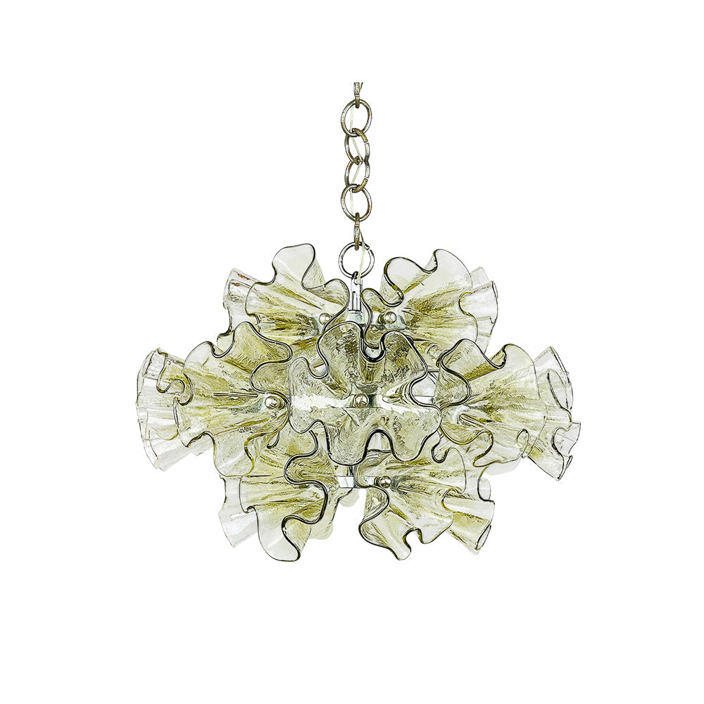 Ruffled Petal Glass Chandelier in a modern dining room.