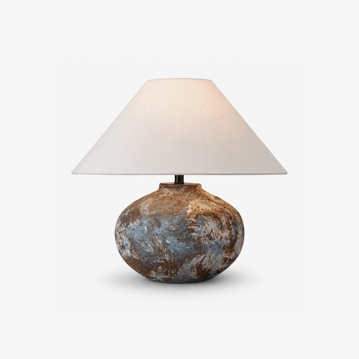 Ruggine Distressed Ceramic Table Lamp-Neutral Decor