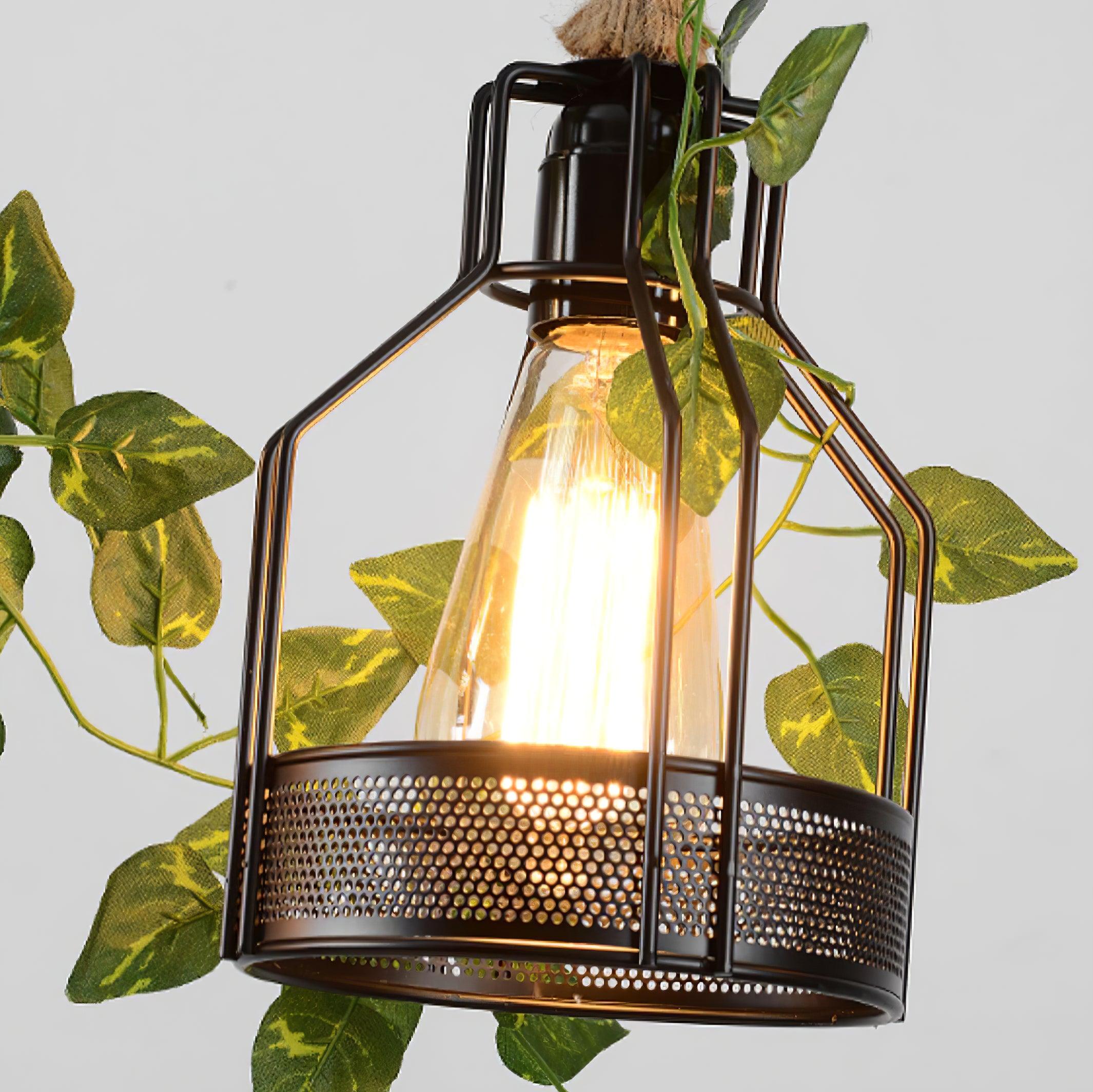 Qyron Chandelier Rustic Wooden Beam Rope Cage Cozy-Neutral Decor