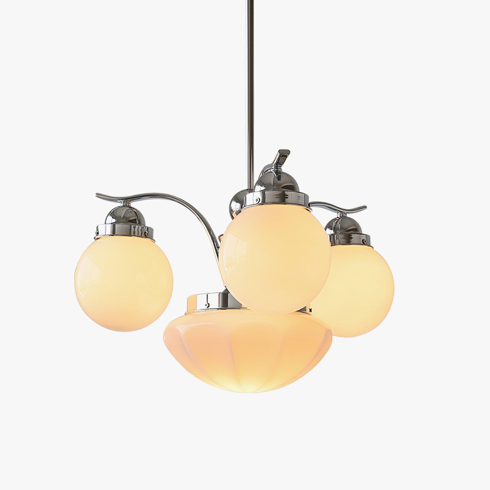 Ririxon Chandelier Retro Chic Globe White Glass-Neutral Decor