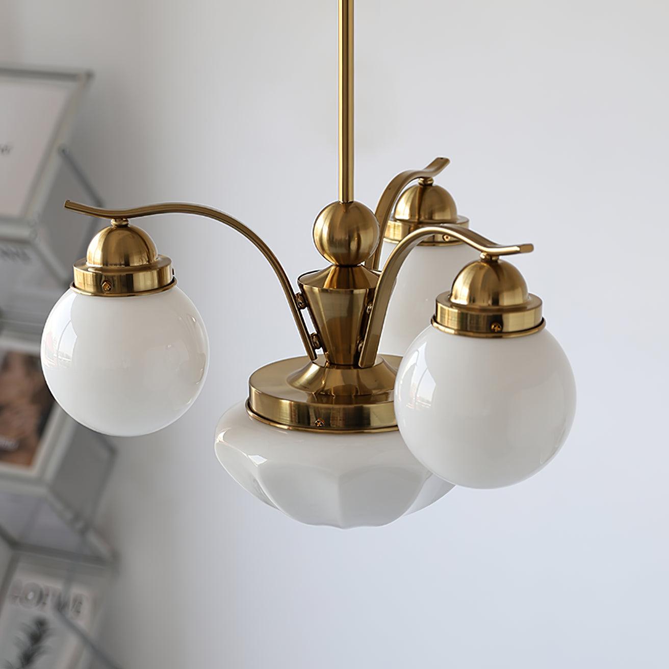 Ririxon Chandelier Retro Chic Globe White Glass-Neutral Decor