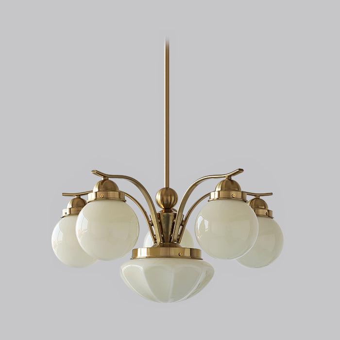 Ririxon Chandelier Retro Chic Globe White Glass-Neutral Decor