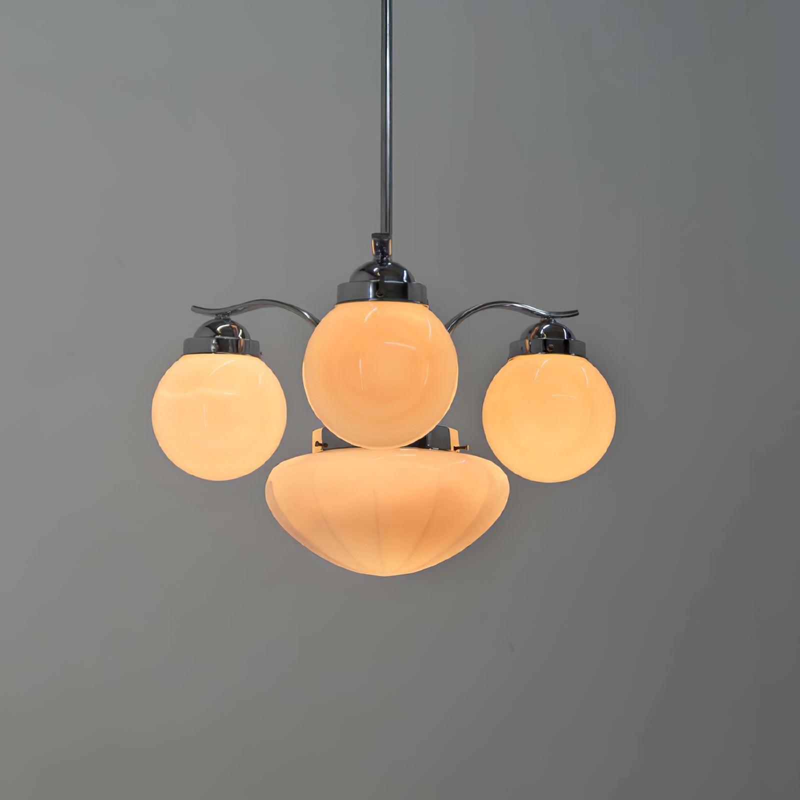 Ririxon Chandelier Retro Chic Globe White Glass-Neutral Decor