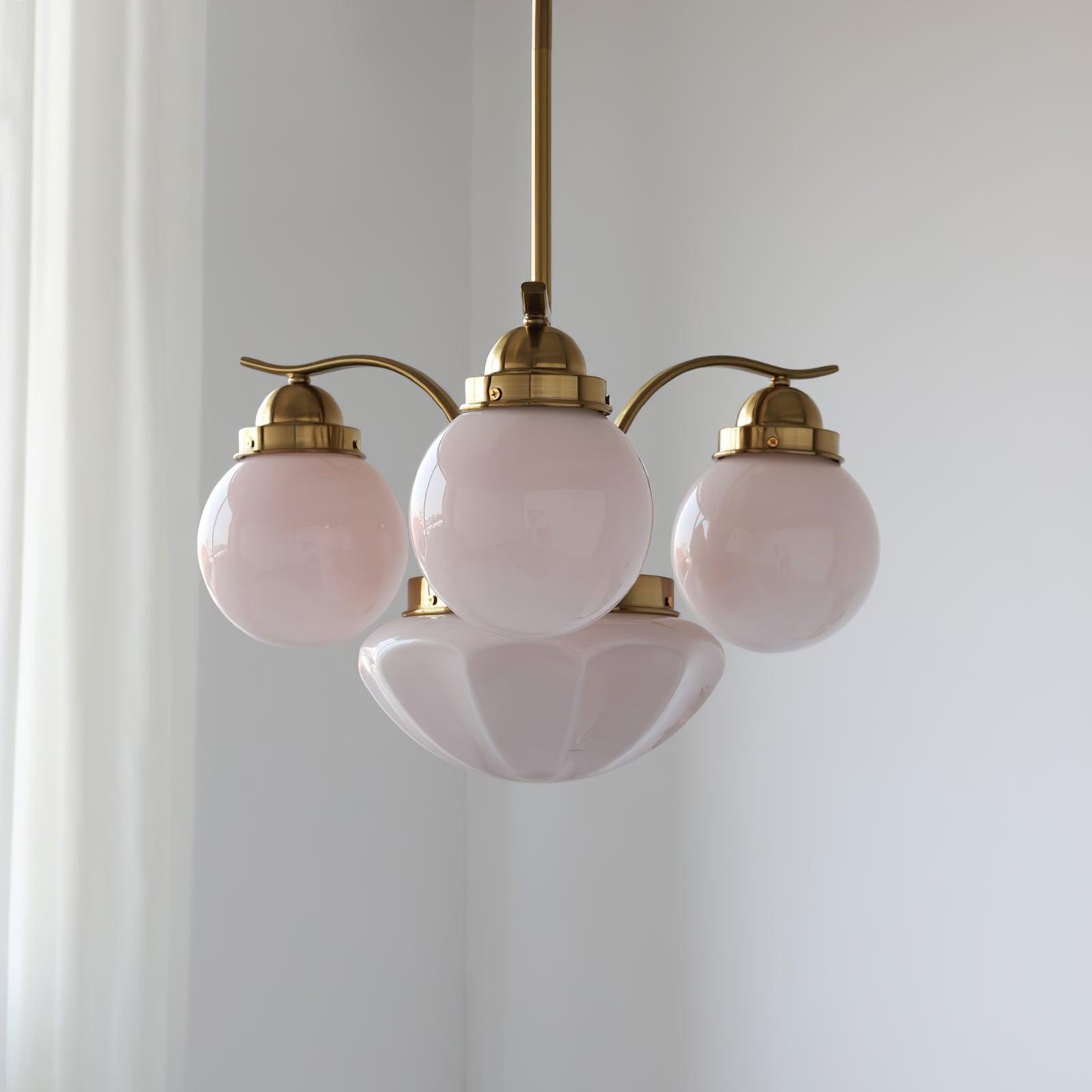 Ririxon Chandelier Retro Chic Globe White Glass-Neutral Decor