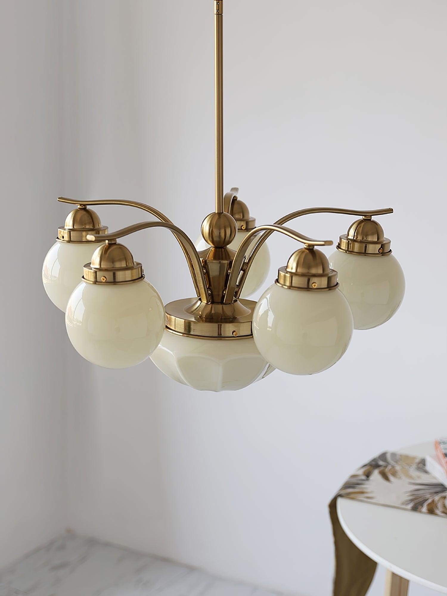 Ririxon Chandelier Retro Chic Globe White Glass-Neutral Decor