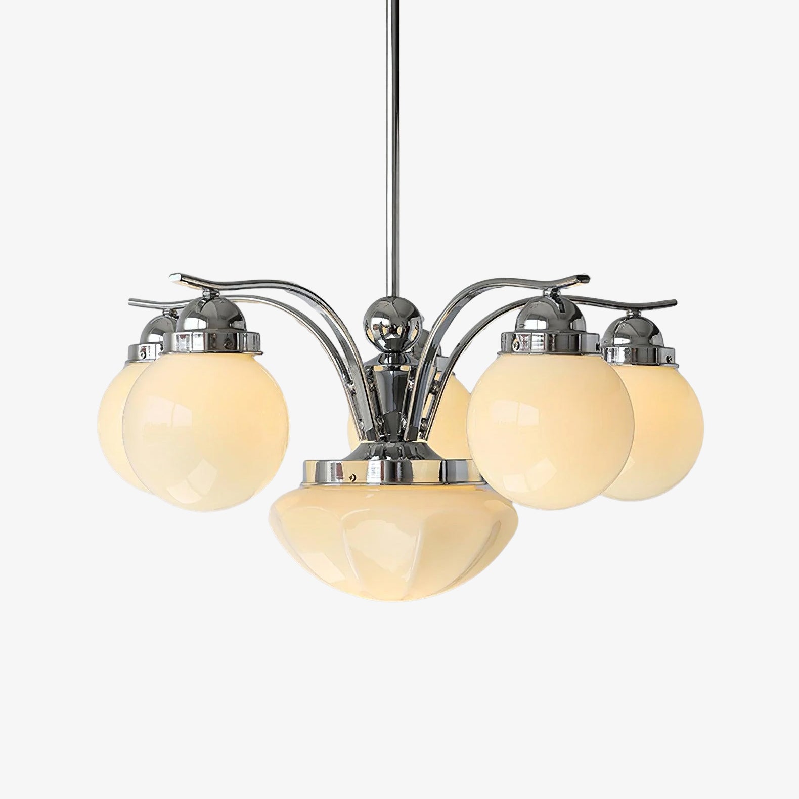 Ririxon Chandelier Retro Chic Globe White Glass-Neutral Decor