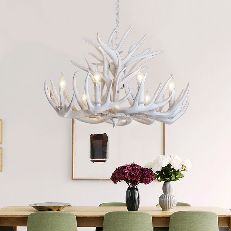 Silva Rustic Antler Metal/Resin Chandelier White Dining Room - Neutral Decor