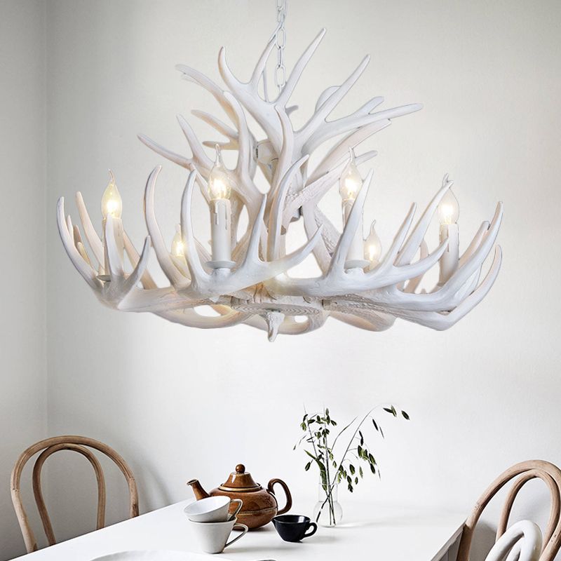 Silva Rustic Antler Metal/Resin Chandelier White Dining Room - Neutral Decor