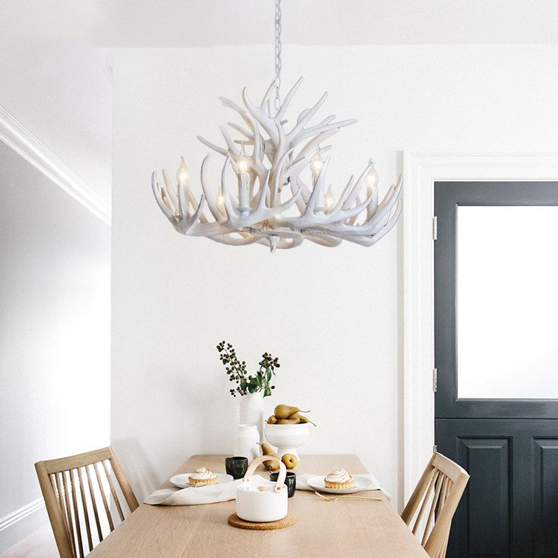 Silva Rustic Antler Metal/Resin Chandelier White Dining Room - Neutral Decor