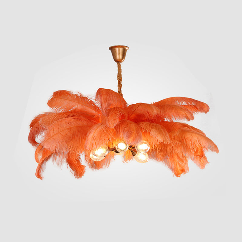 O'Moore Nordic Luxury Pendant Light, Brass/Feather - Neutral Decor