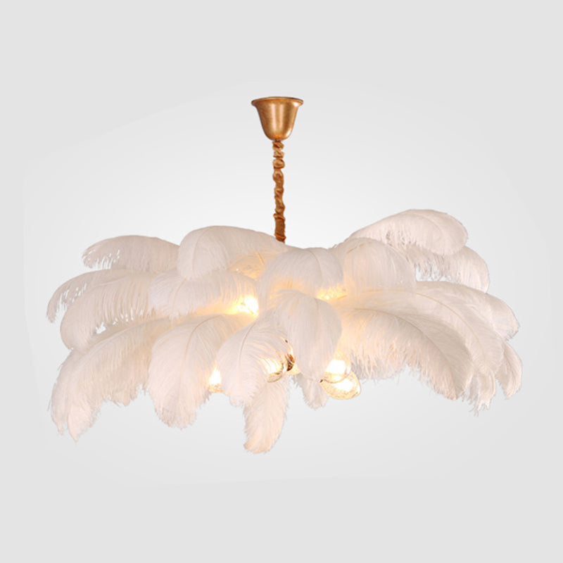 O'Moore Nordic Luxury Pendant Light, Brass/Feather - Neutral Decor