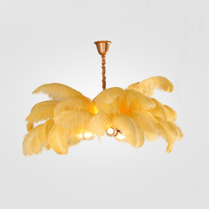O'Moore Nordic Luxury Pendant Light, Brass/Feather - Neutral Decor
