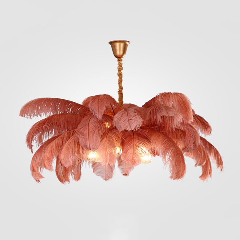 O'Moore Nordic Luxury Pendant Light, Brass/Feather - Neutral Decor