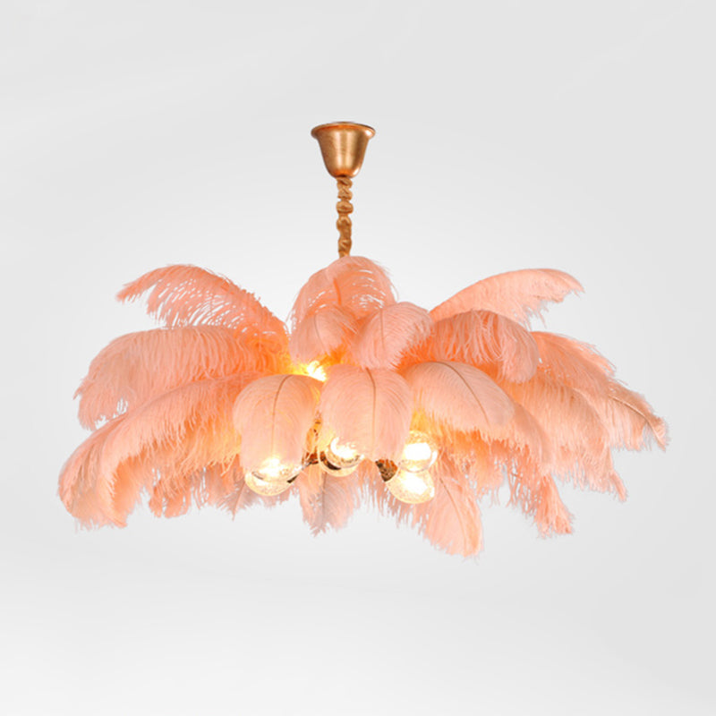 O'Moore Nordic Luxury Pendant Light, Brass/Feather - Neutral Decor