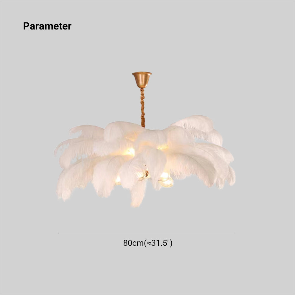 O'Moore Nordic Luxury Pendant Light, Brass/Feather - Neutral Decor