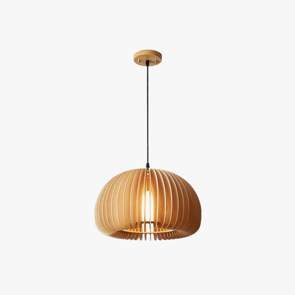 Muto Pumpkin Pendant Light, Wood - Neutral Decor