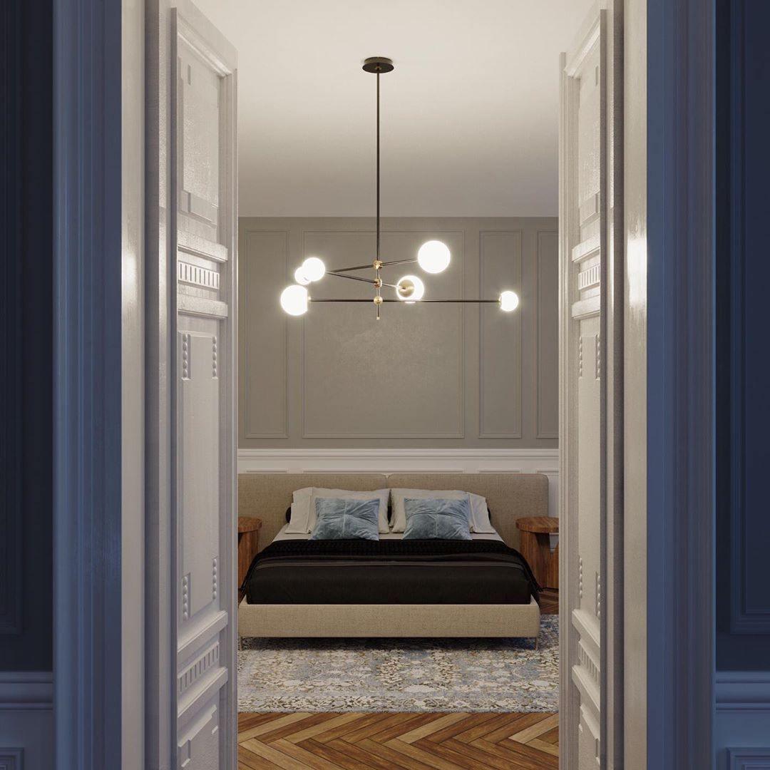 Lustra Chandelier SI Brass Glass Globe-Neutral Decor