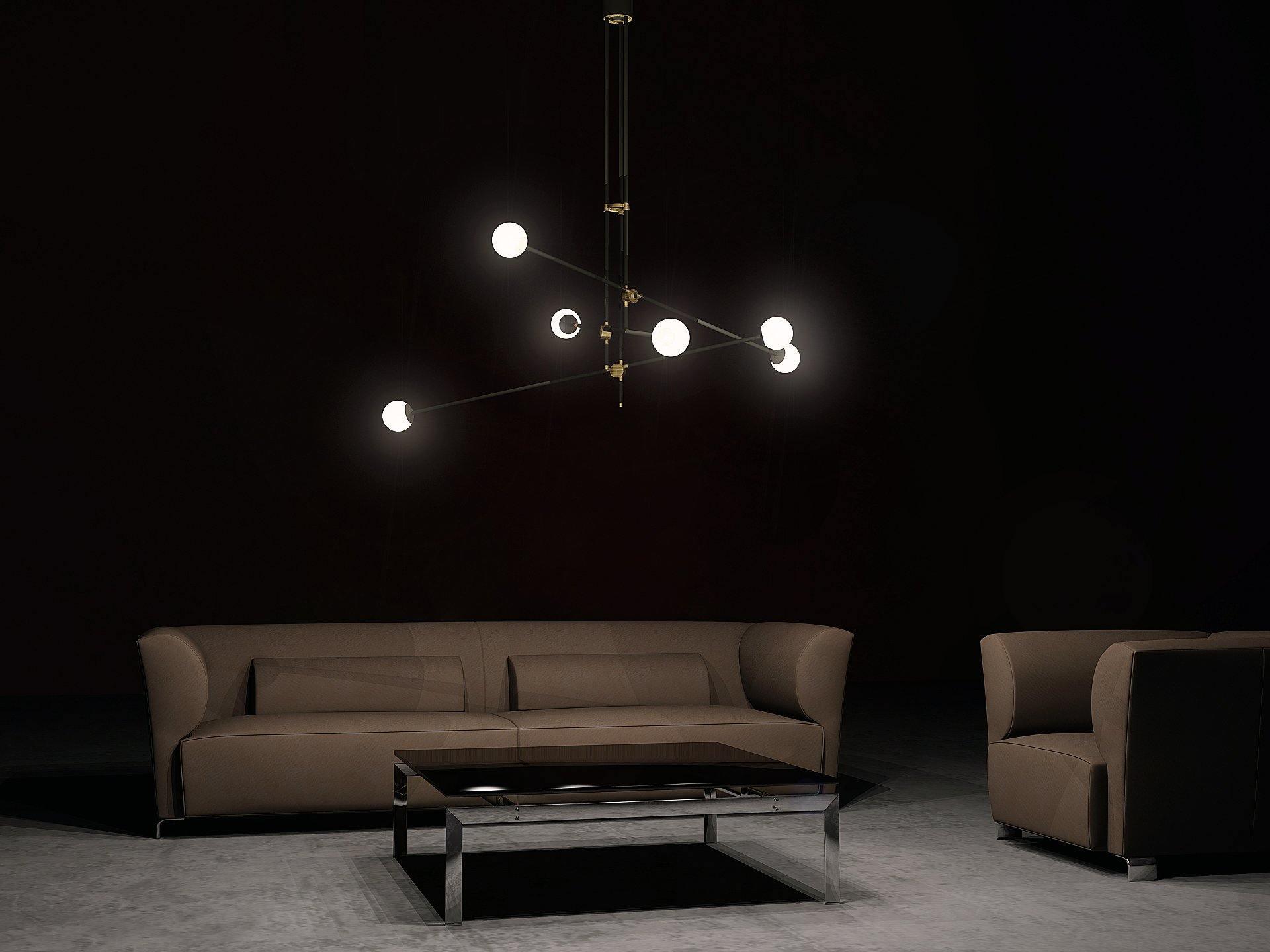Lustra Chandelier SI Brass Glass Globe-Neutral Decor