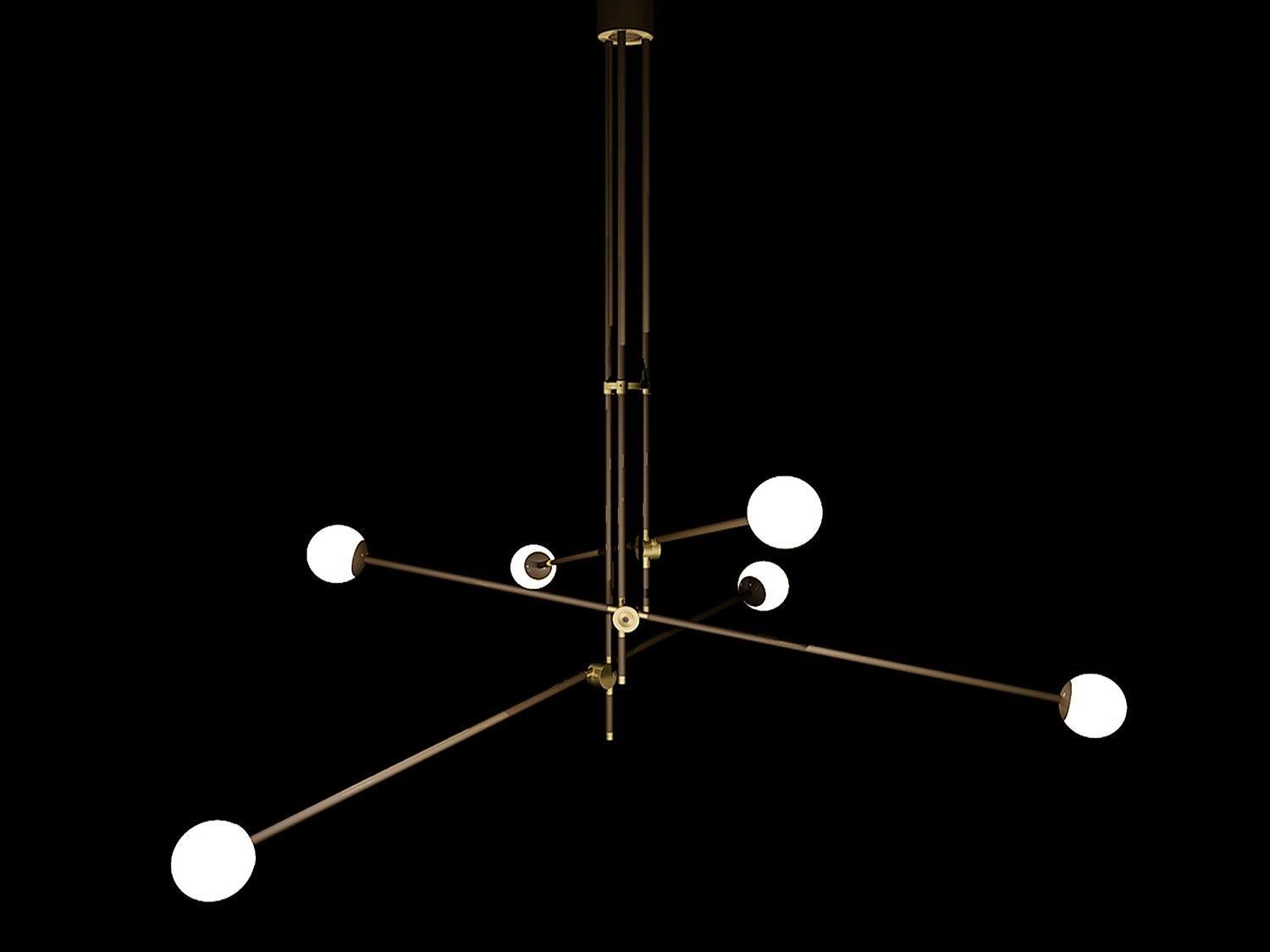Lustra Chandelier SI Brass Glass Globe-Neutral Decor