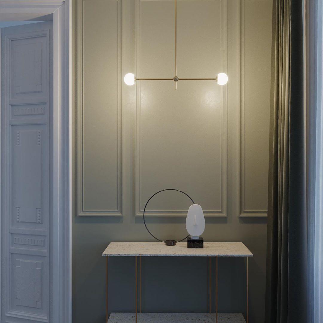 Lustra Chandelier SI Brass Glass Globe-Neutral Decor