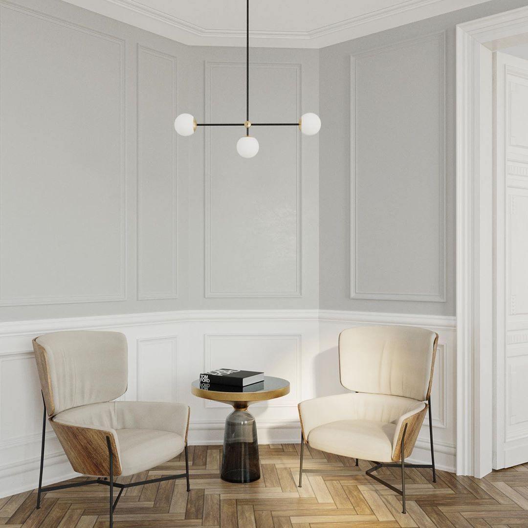 Lustra Chandelier SI Brass Glass Globe-Neutral Decor