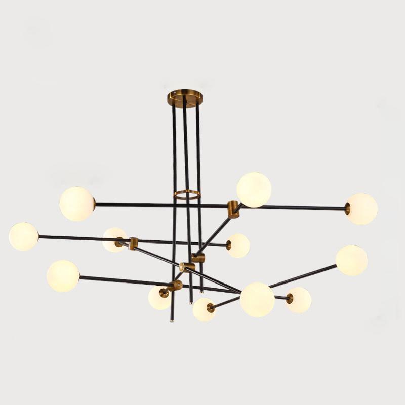 Lustra Chandelier SI Brass Glass Globe-Neutral Decor