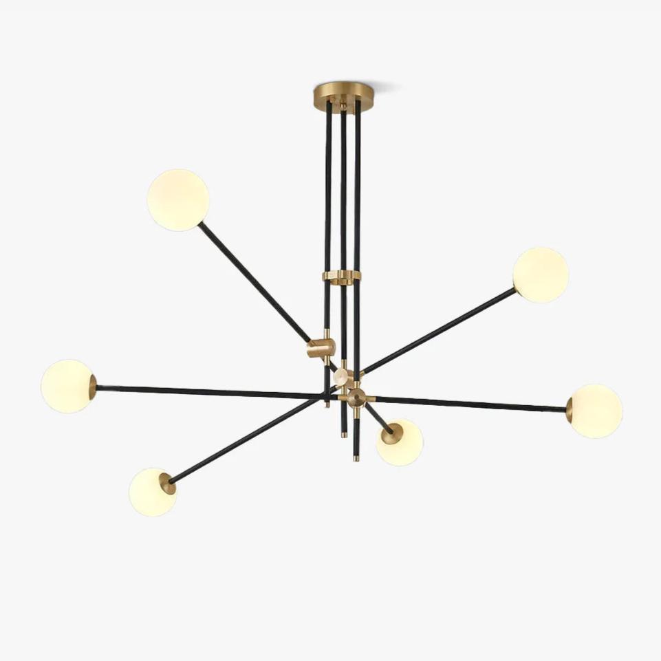 Lustra Chandelier SI Brass Glass Globe-Neutral Decor