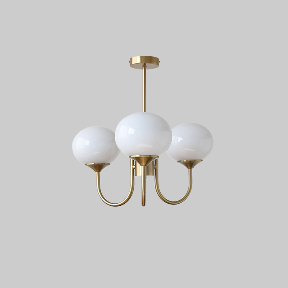 Valentina Retro Art Deco Globe Chandelier, White/Pink/Beige - Neutral Decor