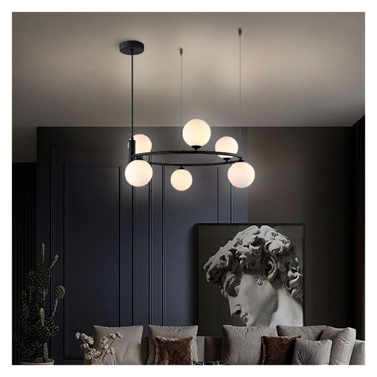 Valentina Nordic Ring Magic Bean Pendant Light Black/Gold Metal - Neutral Decor