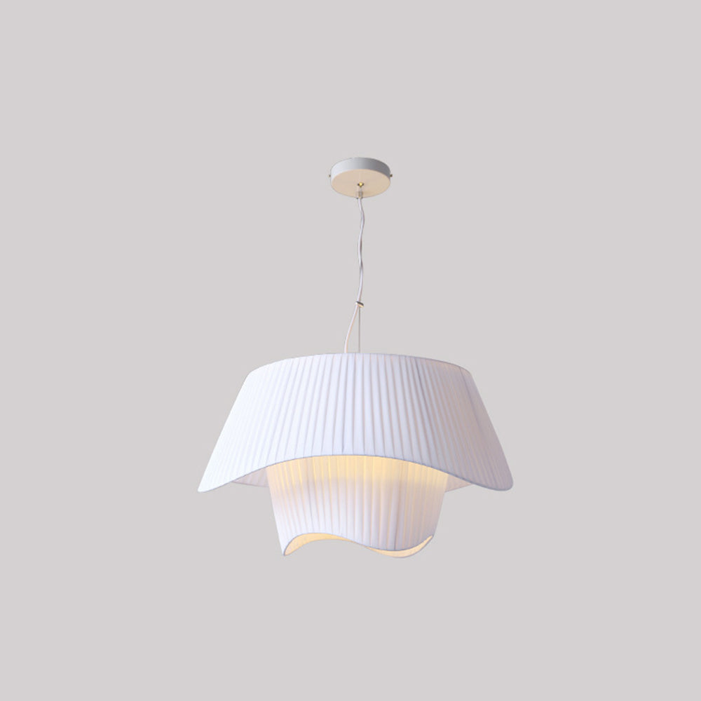 Ritta French Country Fabric/Metal Pendant Light, White - Neutral Decor