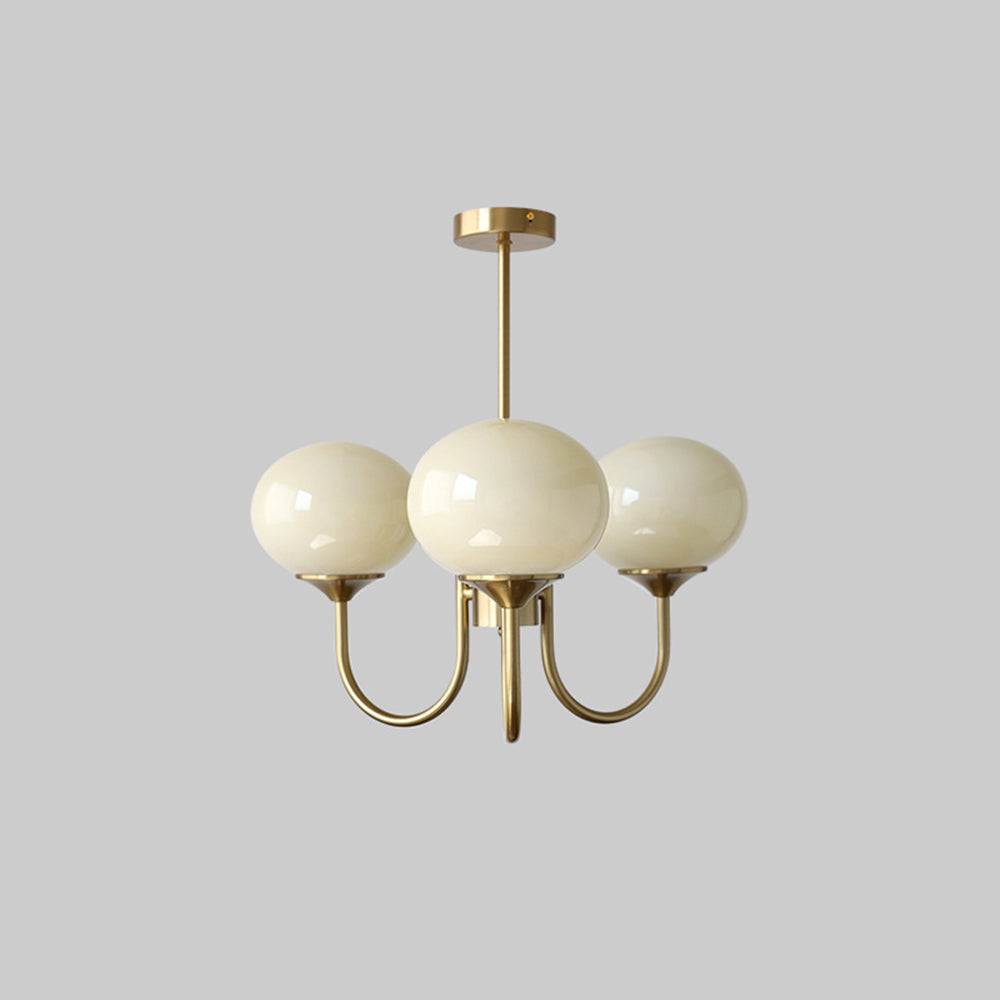 Valentina Retro Art Deco Globe Chandelier, White/Pink/Beige - Neutral Decor