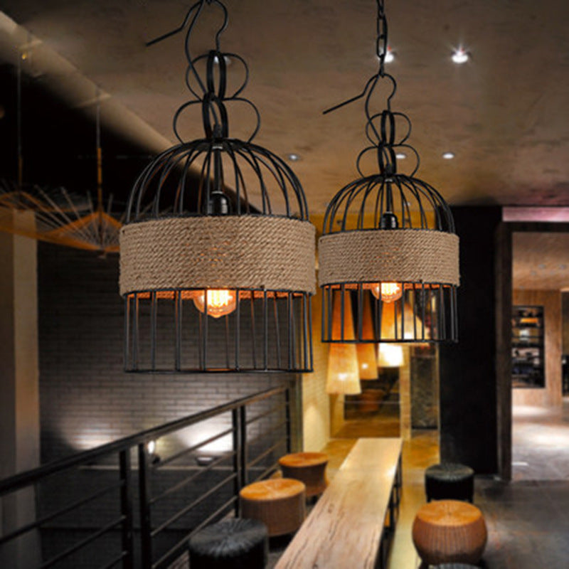 Epoch Design LED Birdcage Pendant Light Metal/Rope Cafe/Bar/Restaurant - Neutral Decor