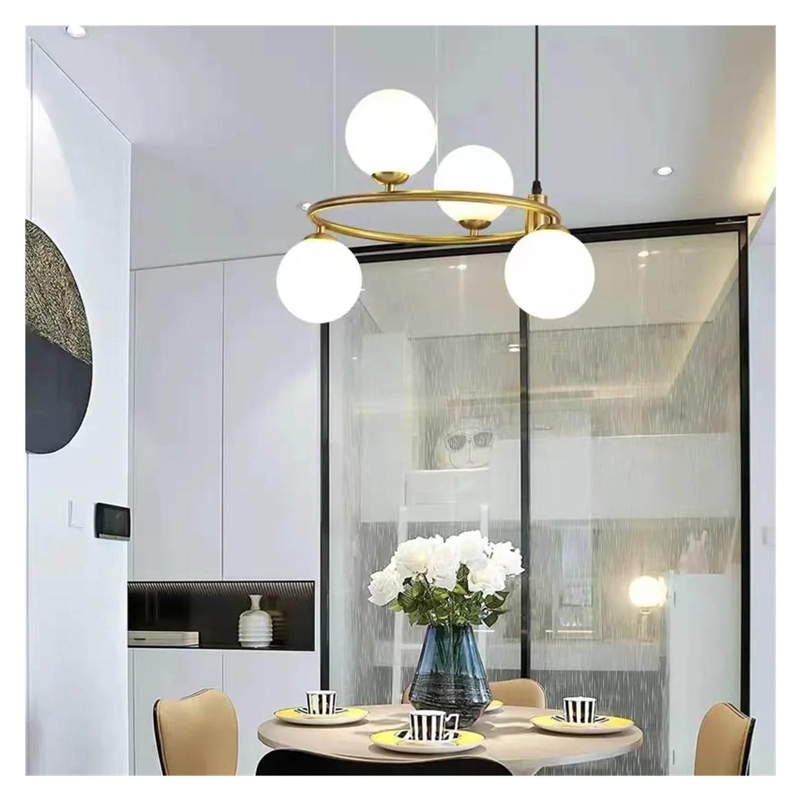 Valentina Nordic Ring Magic Bean Pendant Light Black/Gold Metal - Neutral Decor