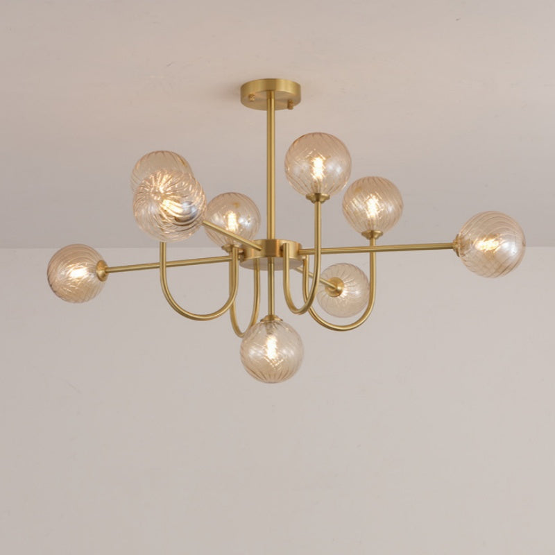 Valentina Modern LED Chandelier Gold Glass Living/Dining Room/Bedroom - Neutral Decor
