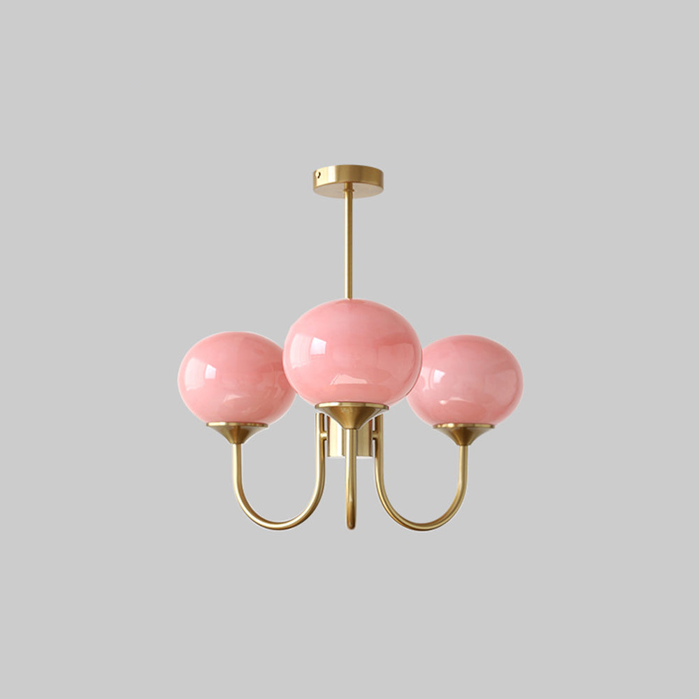Valentina Retro Art Deco Globe Chandelier, White/Pink/Beige - Neutral Decor