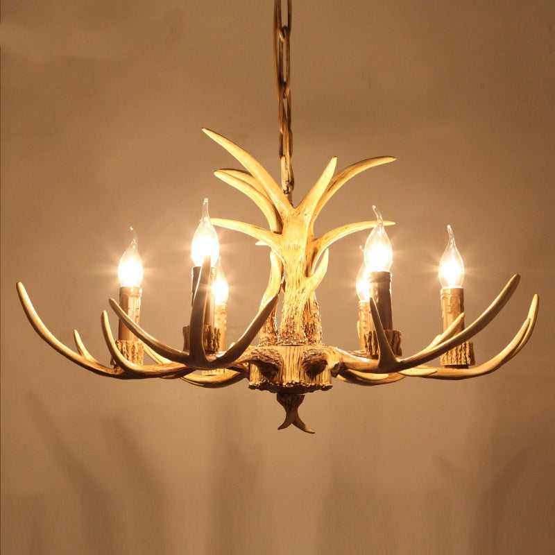 Silva Retro Deer Antlers Candle light Horn Resin Chandelier - Neutral Decor