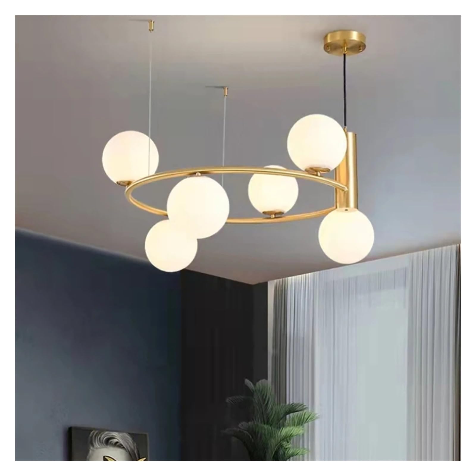 Valentina Nordic Ring Magic Bean Pendant Light Black/Gold Metal - Neutral Decor