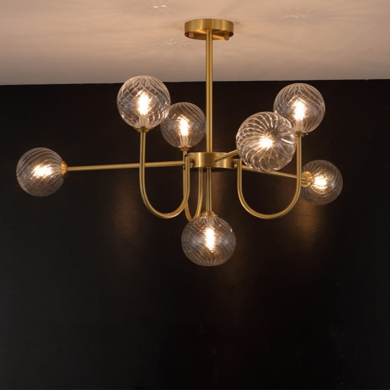 Valentina Modern LED Chandelier Gold Glass Living/Dining Room/Bedroom - Neutral Decor