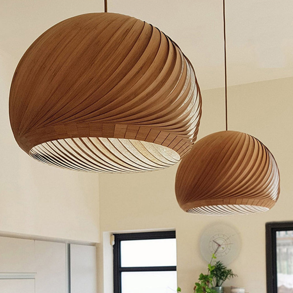 Muto Farmhouse Semi Metal Pendant Light, Brown/Wood - Neutral Decor