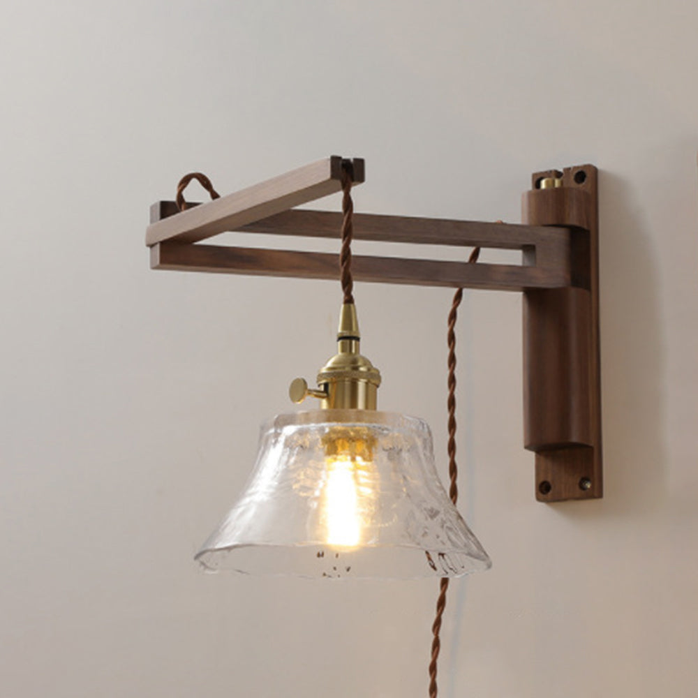 Muto Vintage Dome Ceramic/Wood Wall Lamp, Walnut/Wood/Clear - Neutral Decor