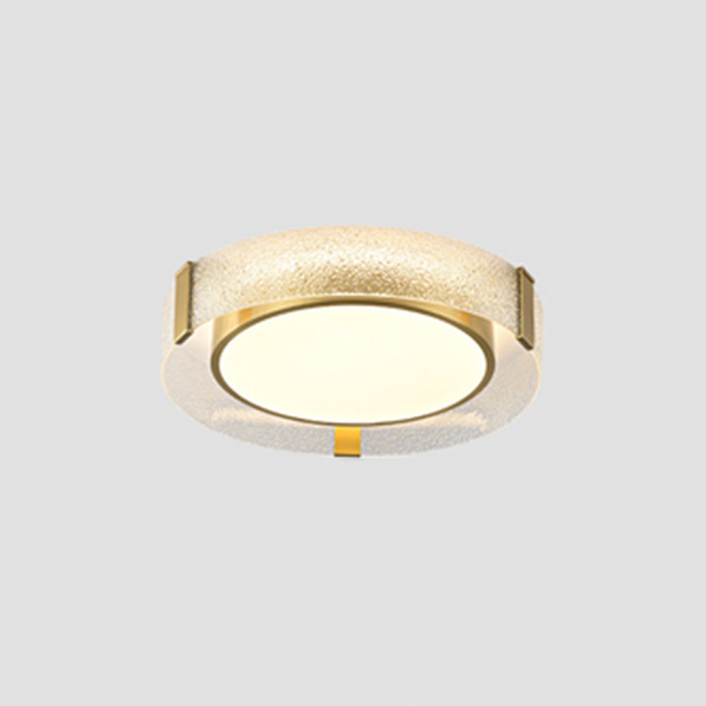 Arisha Modern Round Metal/Glass Flush Mount Ceiling Light, Gold - Neutral Decor