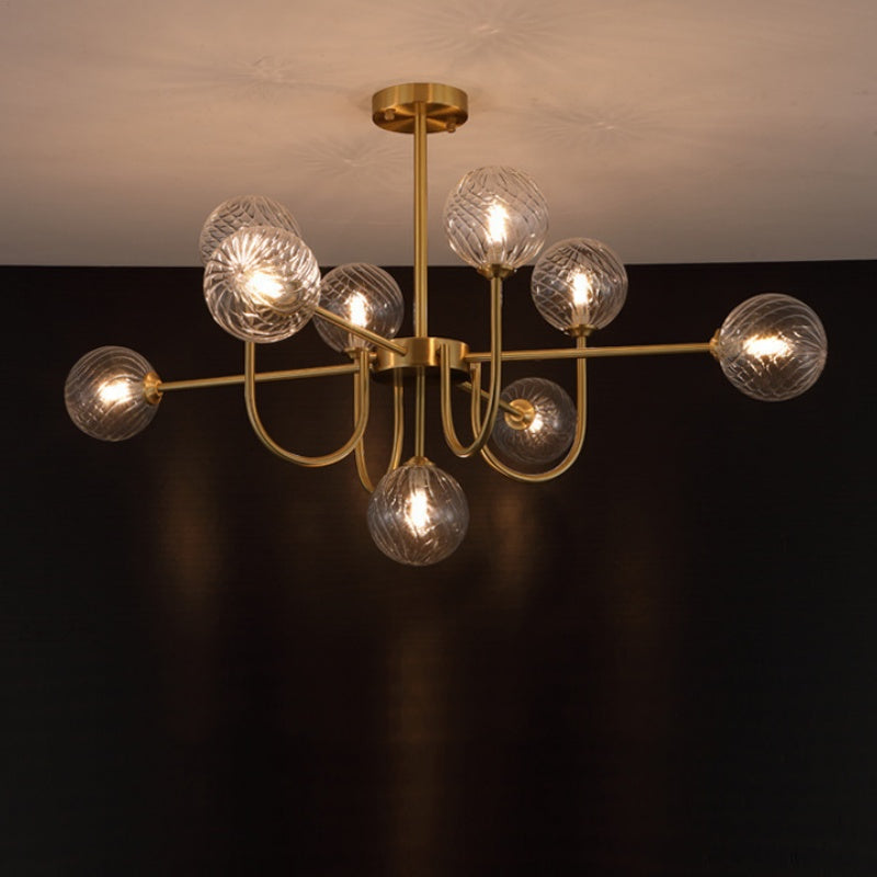 Valentina Modern LED Chandelier Gold Glass Living/Dining Room/Bedroom - Neutral Decor