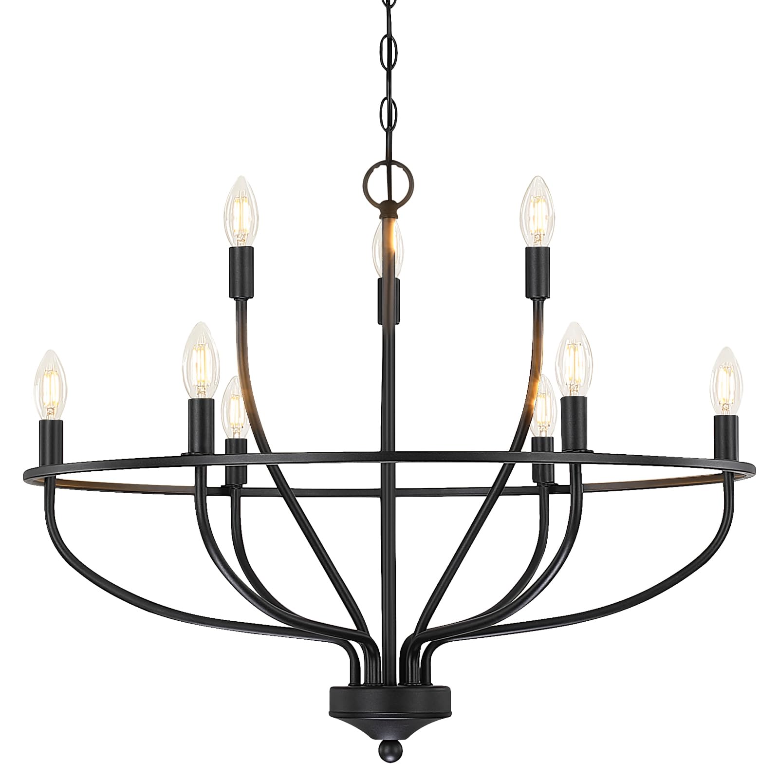 Silva Industrial Metal Candle Chandelier Black/Champagne Living Room/Bedroom - Neutral Decor